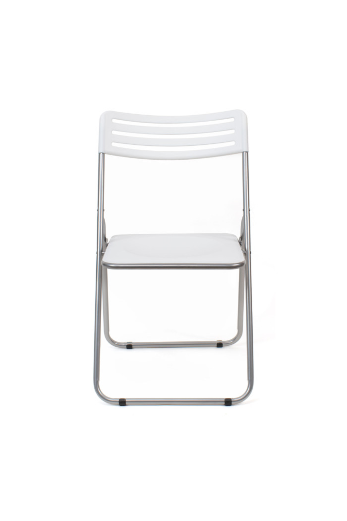 Silla plegable de metal y PVC - Blanco