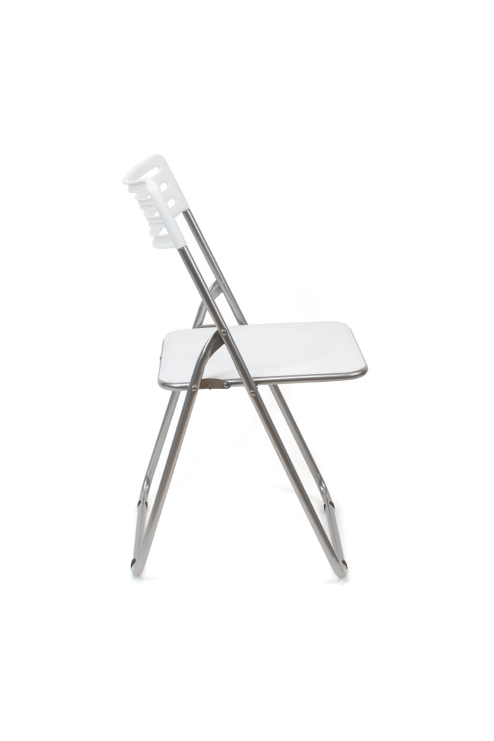 Silla plegable de metal y PVC - Blanco