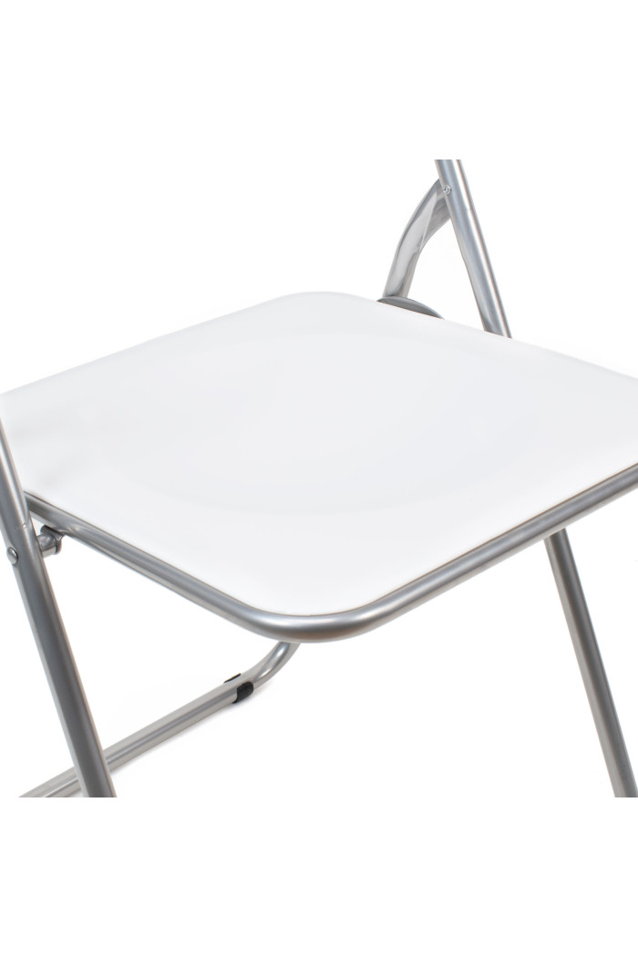 Silla plegable de metal y PVC - Blanco