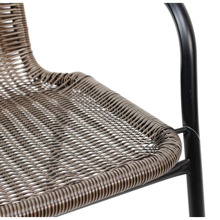 Silla de metal con asiento mimbre gris