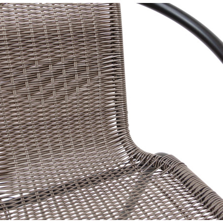 Silla de metal con asiento mimbre gris