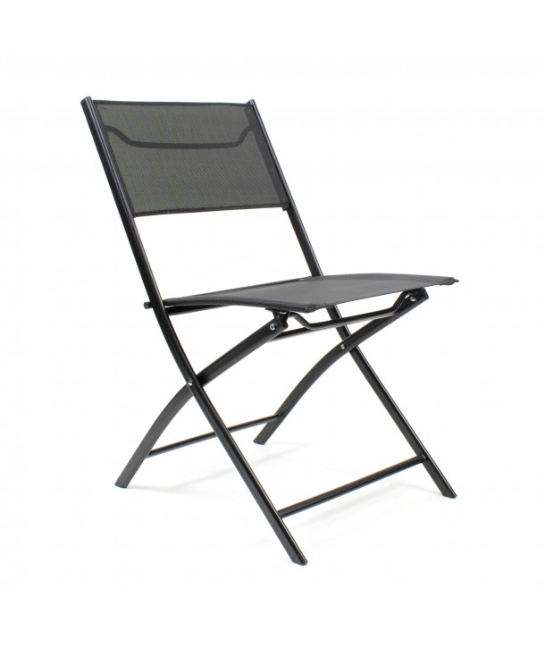 Silla plegable de lona y metal - Negro