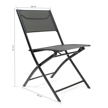 Silla plegable de lona y metal - Negro