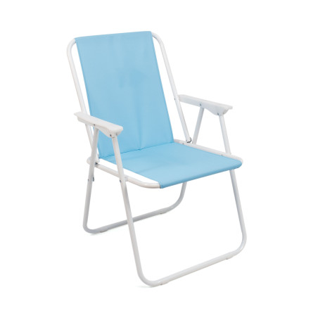 Silla de metal plegable azul claro