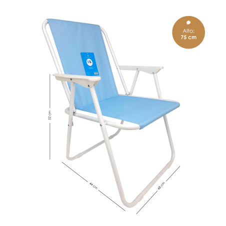 Silla de metal plegable azul claro