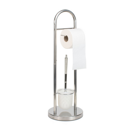 SOPORTE PAPEL HIGIENICO ACERO INOX. C/ ESCOBILLERO D.19X65