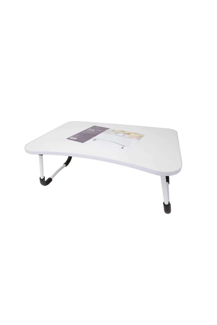 Bandeja Plegable de Madera para Cama - Blanco