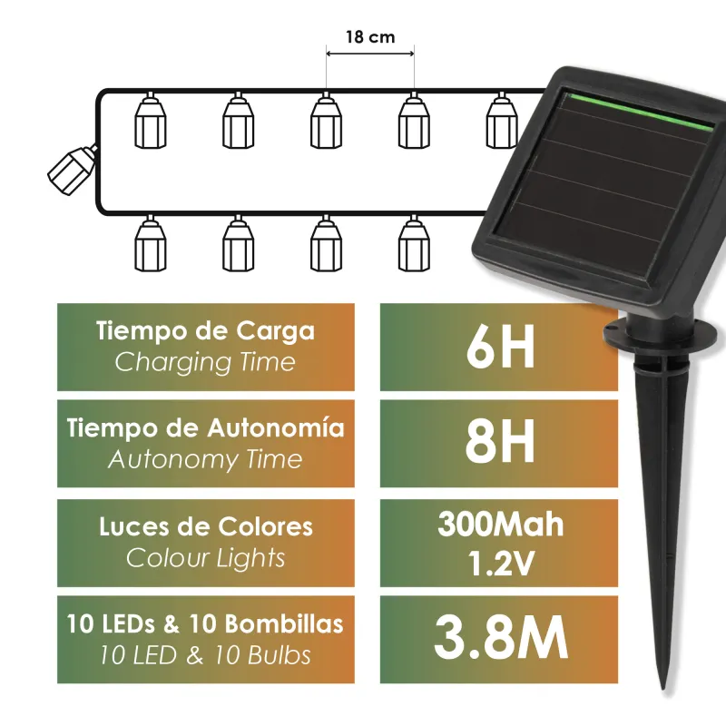 GUIRNALDA LUZ SOLAR PP S/10 3,8M