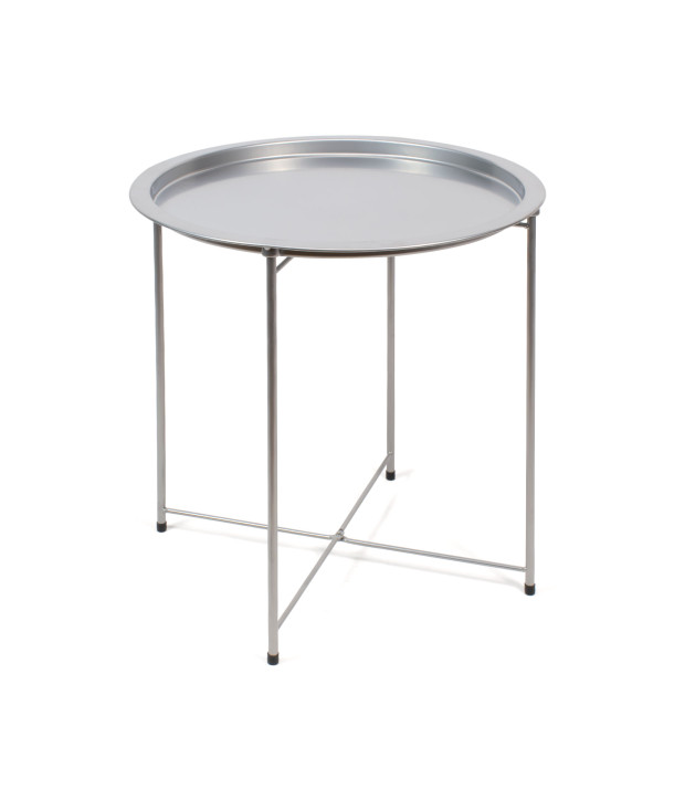 MESA DE METAL PLEGABLE REDONDA GRIS D.47X50,5