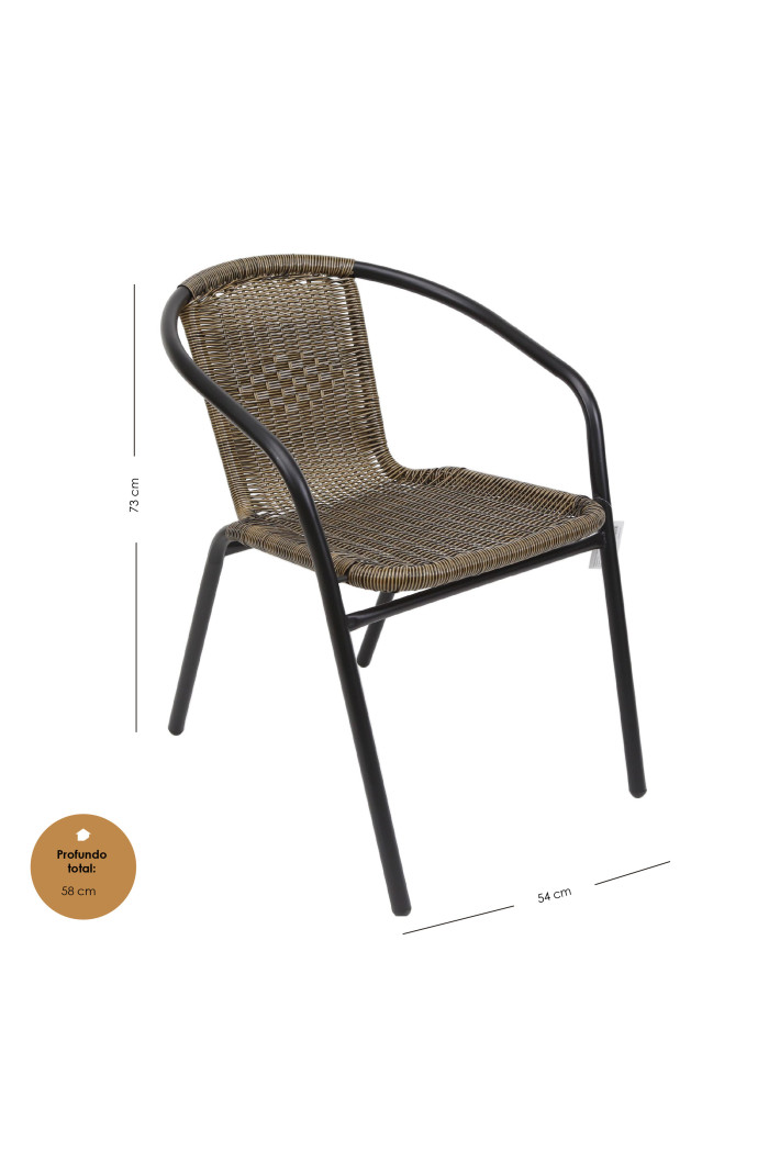 Silla de Metal con Asiento de Mimbre