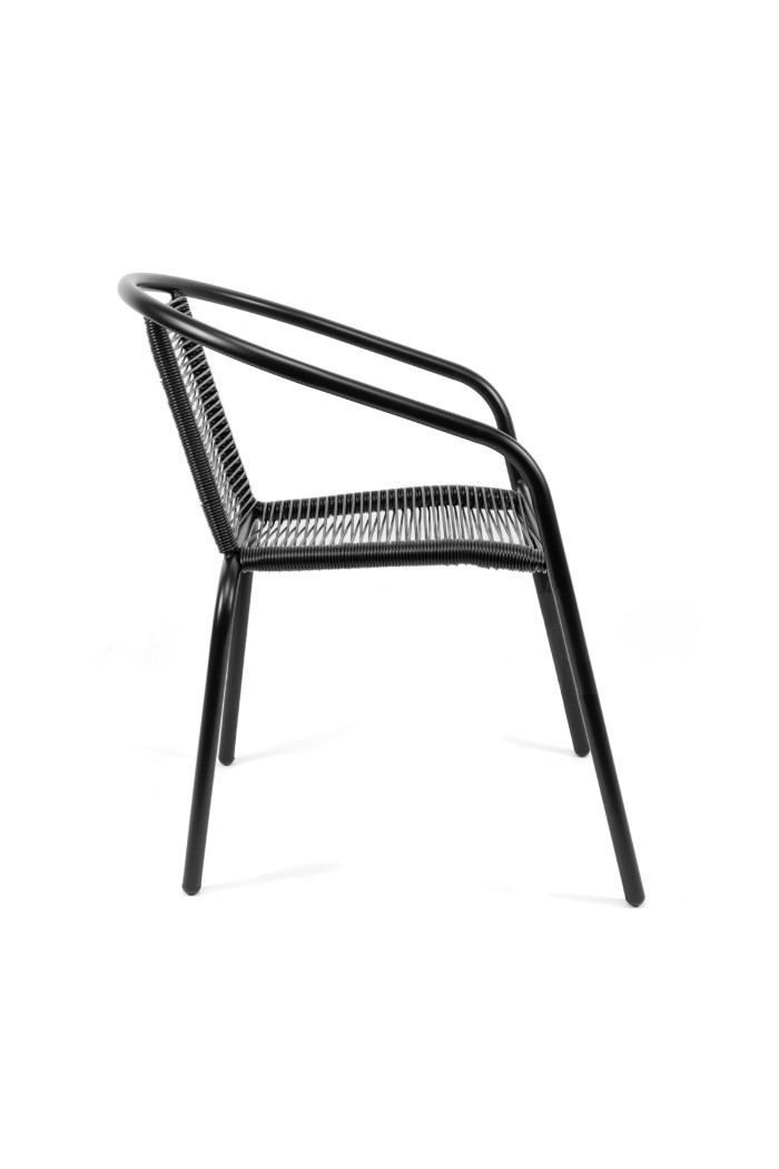 Silla de Metal con Hilos Polietileno Negro