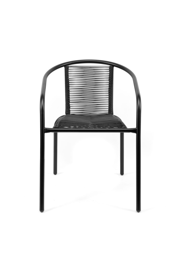 Silla de Metal con Hilos Polietileno Negro