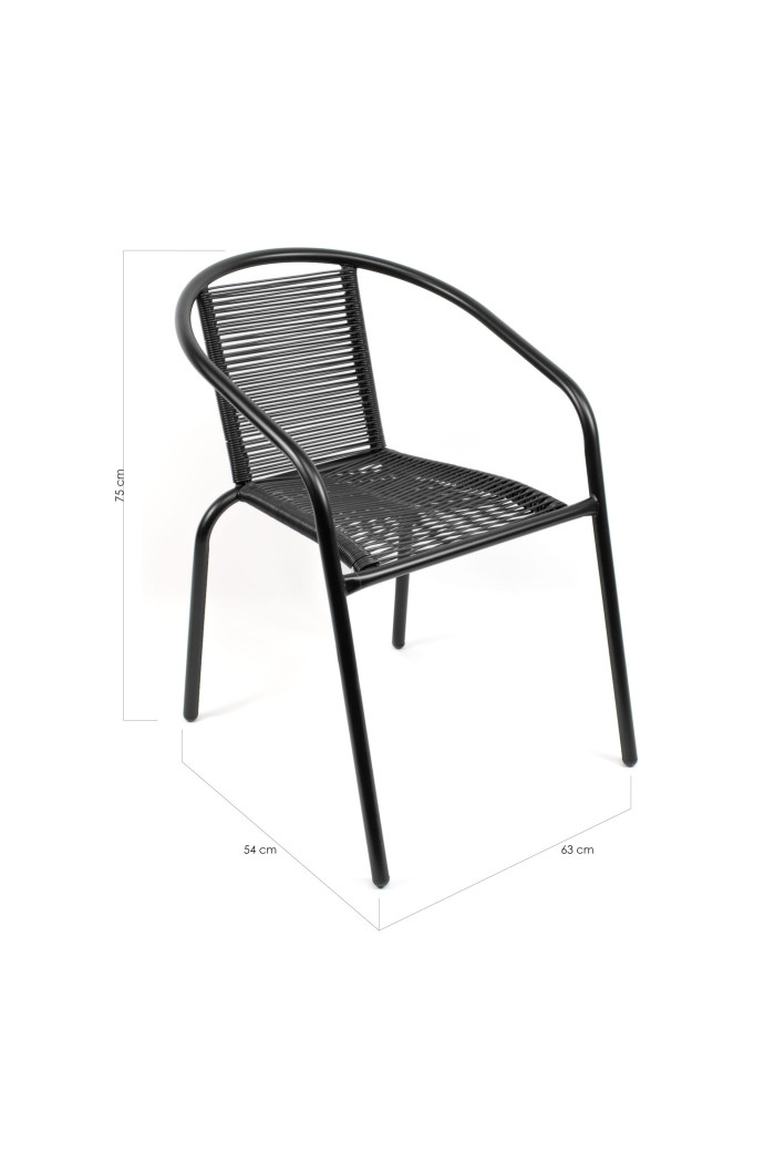 Silla de Jardín de Metal Negra con Hilos de Polietileno