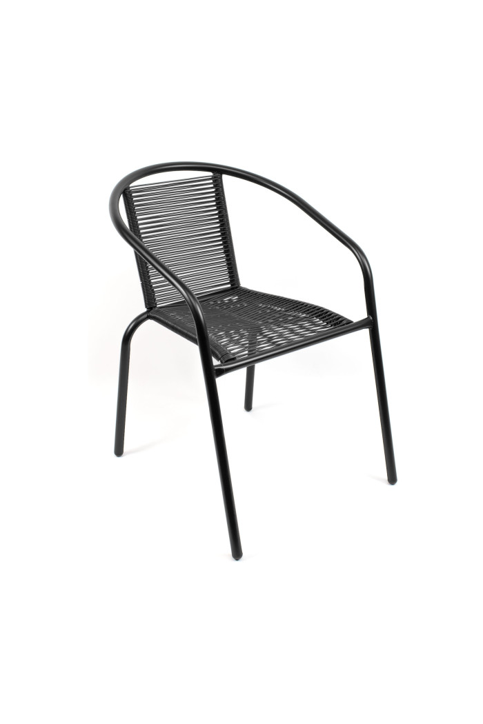 Silla de Metal con Hilos Polietileno Negro