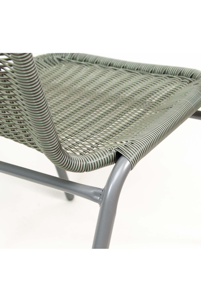 Silla de Metal con Asiento de Mimbre Gris