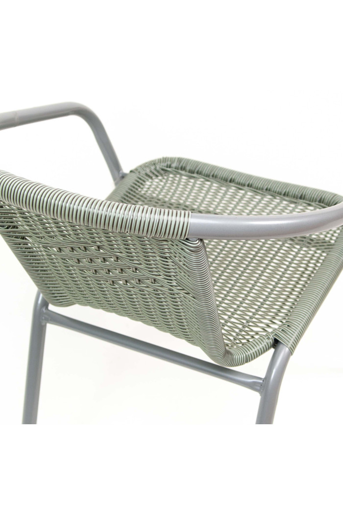 Silla de Metal con Asiento de Mimbre Gris