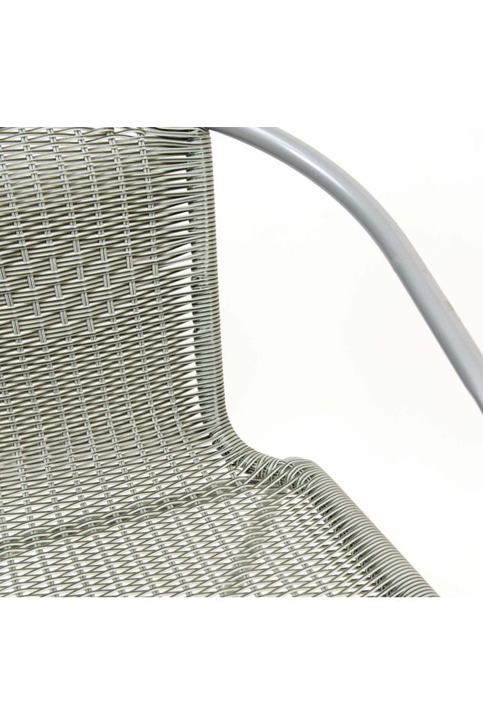 Silla de Metal con Asiento de Mimbre Gris