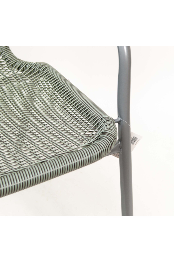 Silla de Metal con Asiento de Mimbre Gris