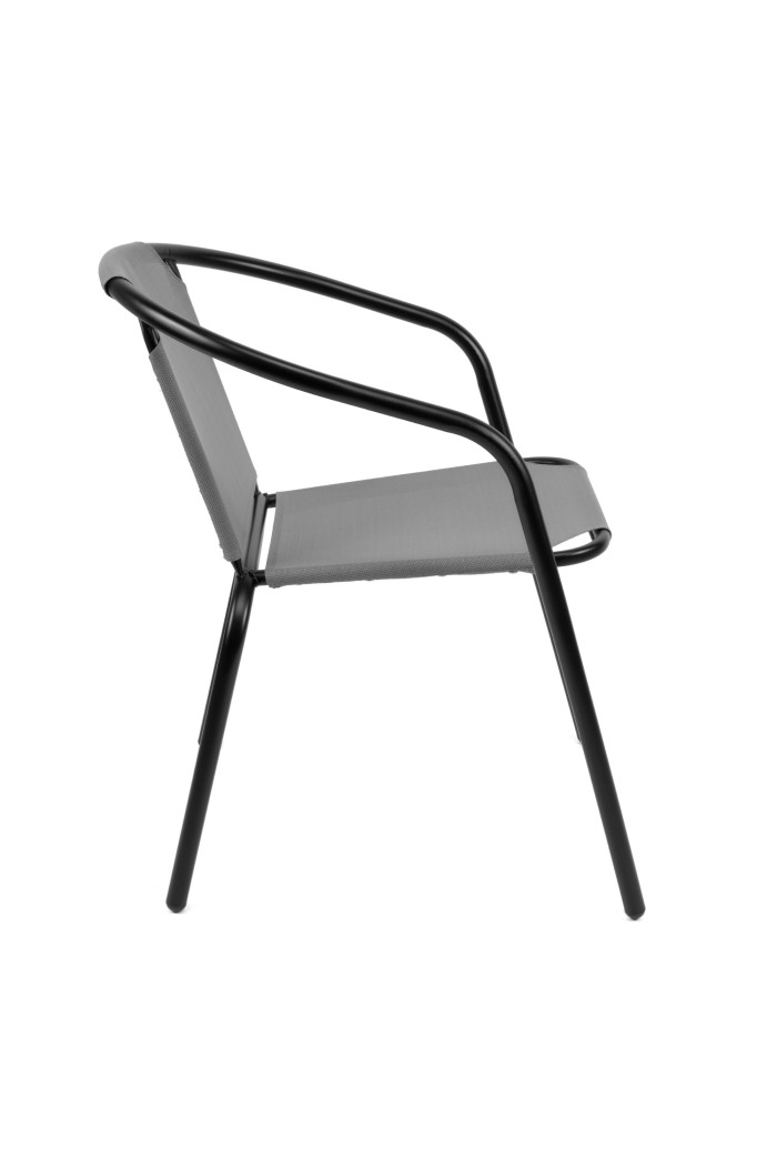 Silla de Jardín de Metal Negra con Lona Gris