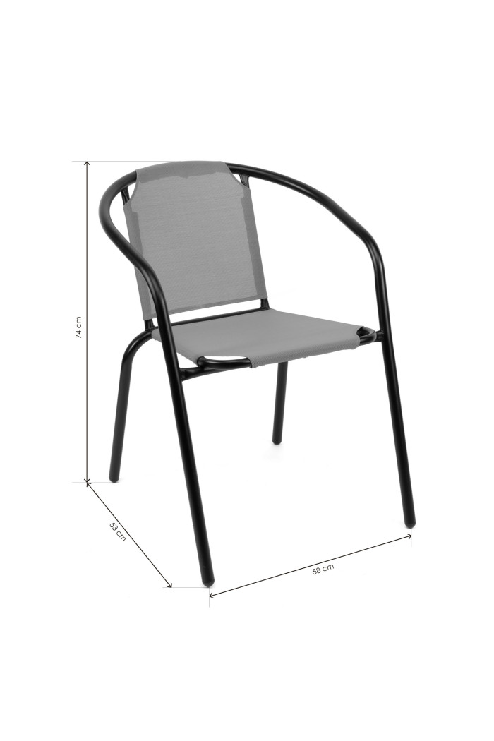 Silla de Jardín de Metal Negra con Lona Gris