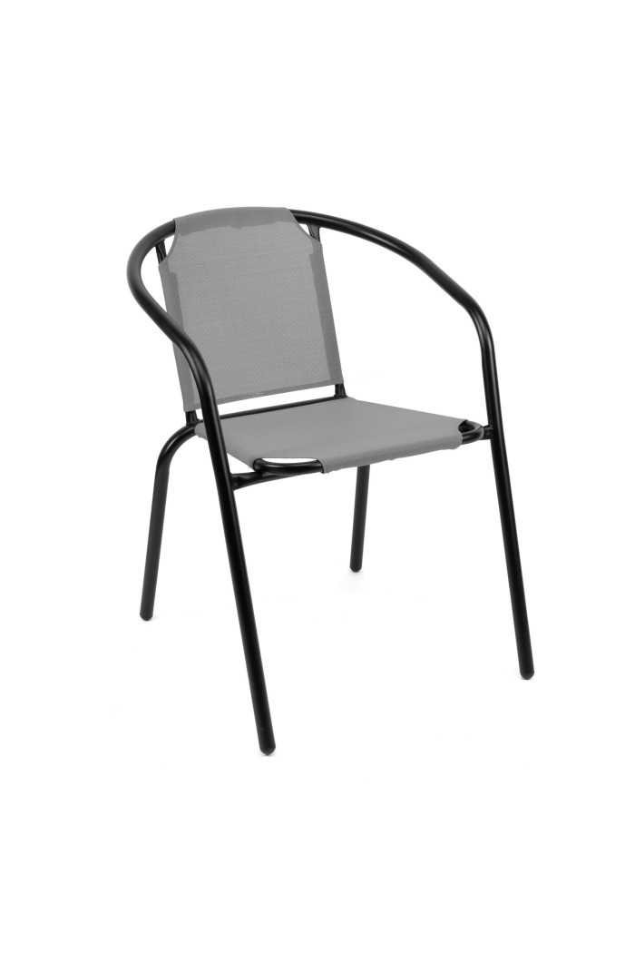 Silla de Jardín de Metal Negra con Lona Gris