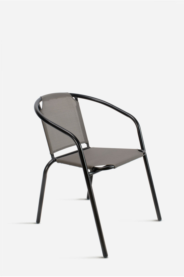 Silla de Jardín de Metal Negra con Lona Gris