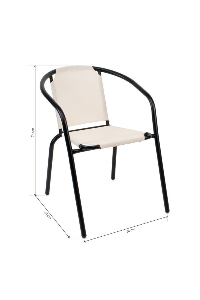 Silla de Jardín de Metal Negra con Lona Beige