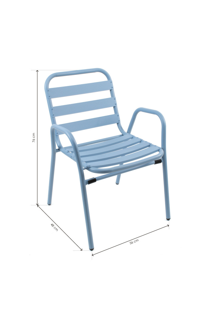 Silla de Jardín de Aluminio Cuadrada Azul Claro