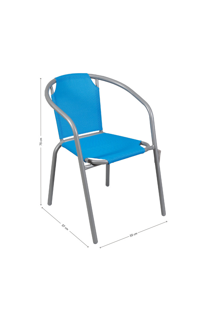 Silla de Jardín de Metal con Lona Azul