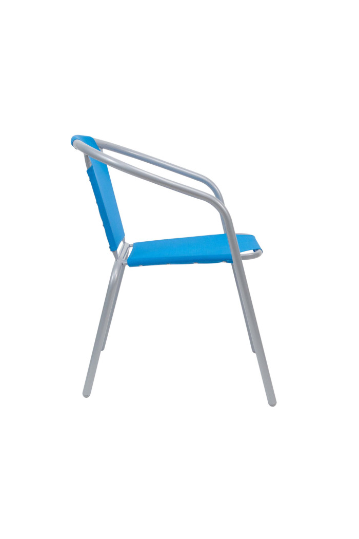 Silla de Jardín de Metal con Lona Azul