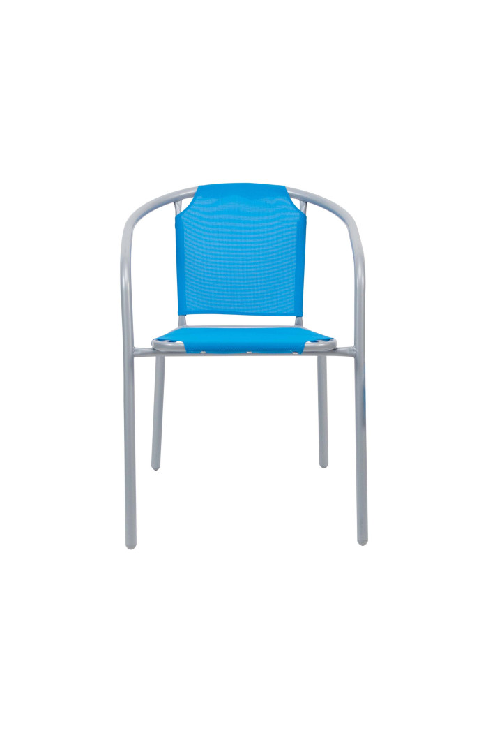 Silla de Jardín de Metal con Lona Azul