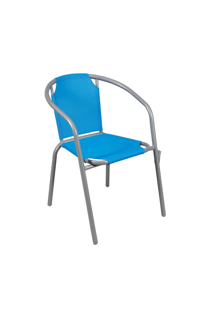 Silla de Jardín de Metal con Lona Azul