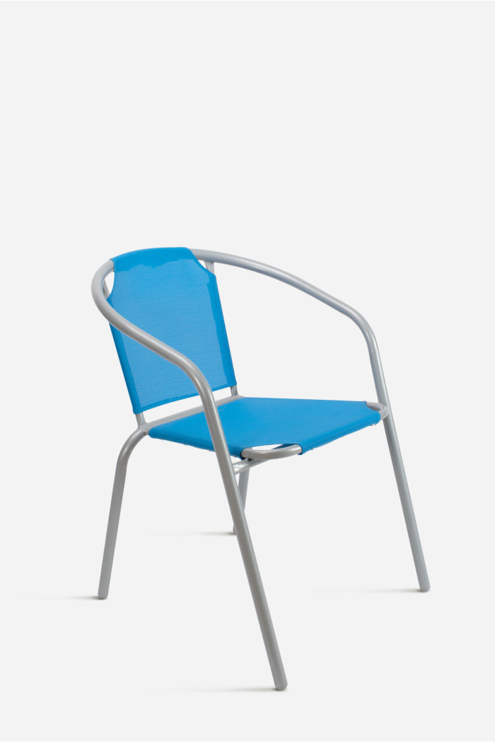 Silla de Jardín de Metal con Lona Azul