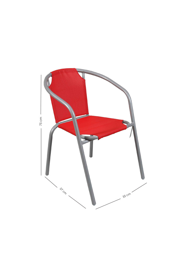 Silla de Jardín de Metal con Lona Roja