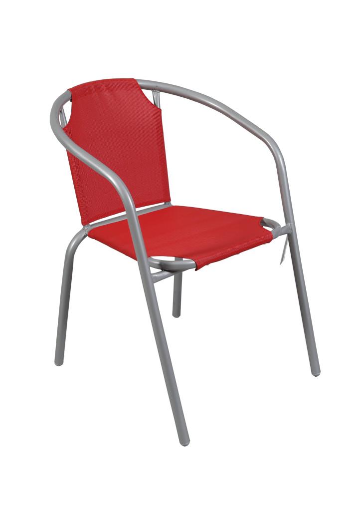 Silla de Jardín de Metal con Lona Roja