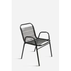 Silla de Jardín de Metal Cuadrada con Hilos de Polietileno - Jarga
