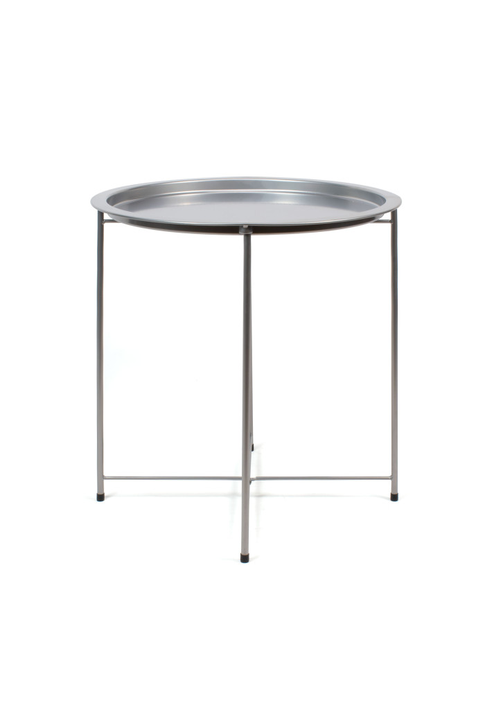 Mesa de Metal Plegable Redonda Gris