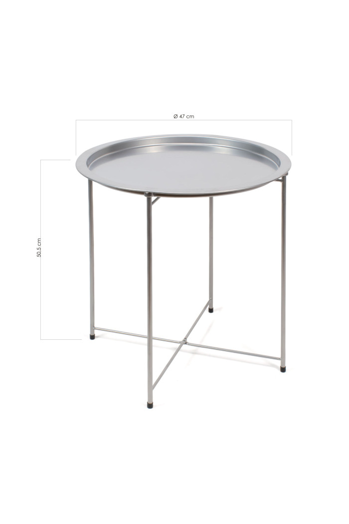 Mesa de Metal Plegable Redonda Gris