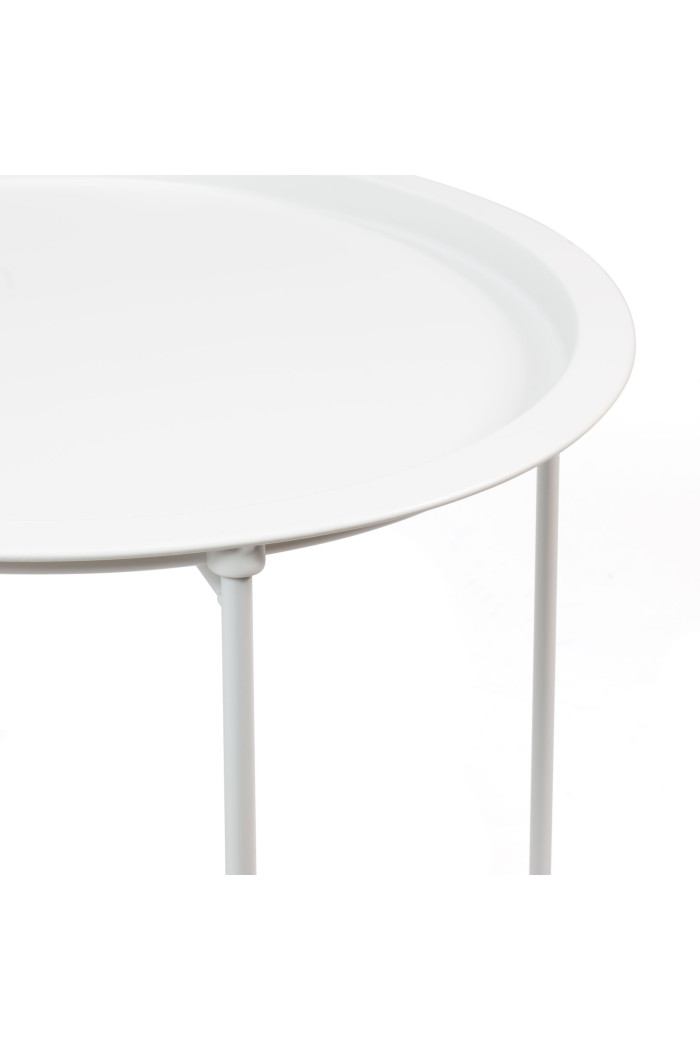 Mesa de Metal Plegable Redonda Blanca