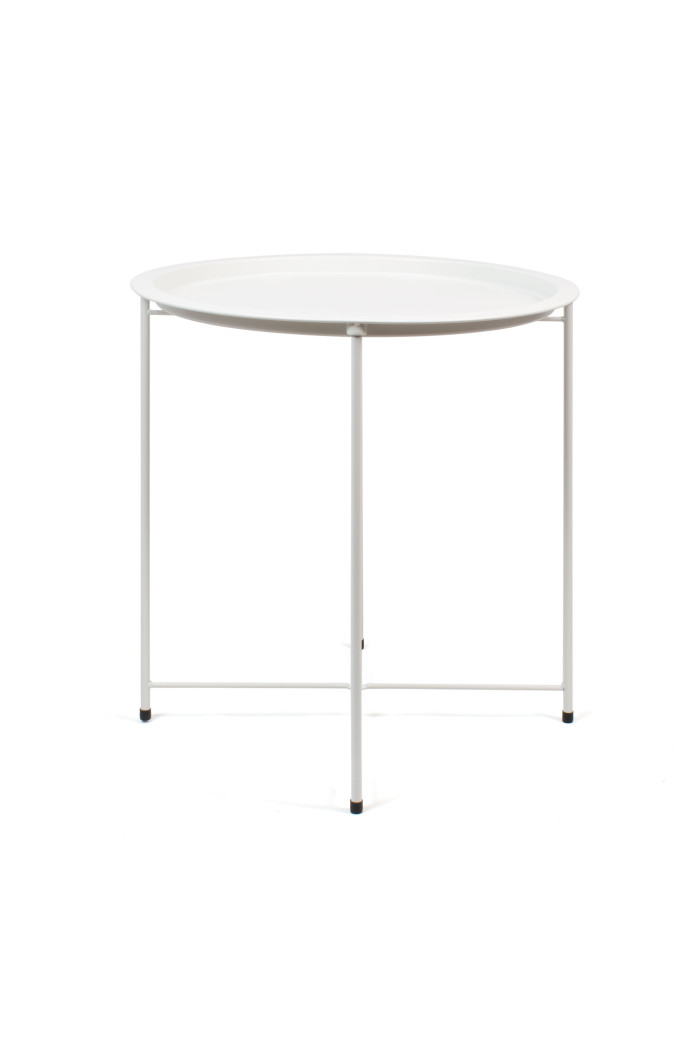 Mesa de Metal Plegable Redonda Blanca