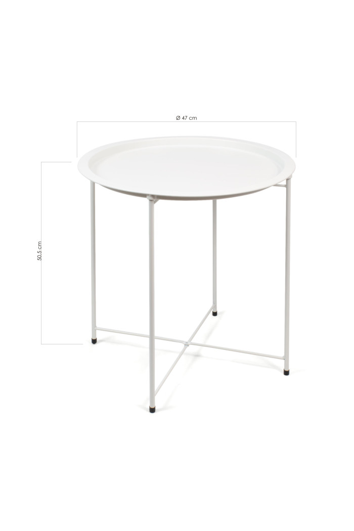 Mesa de Metal Plegable Redonda Blanca