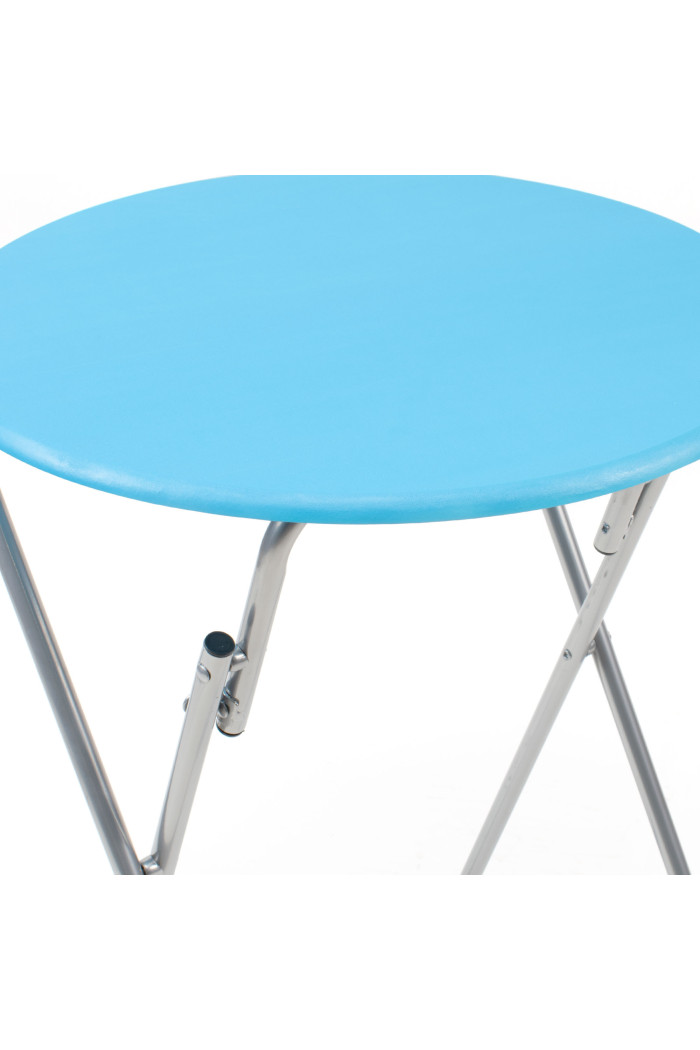 Mesa Redonda Plegable de Madera - Azul