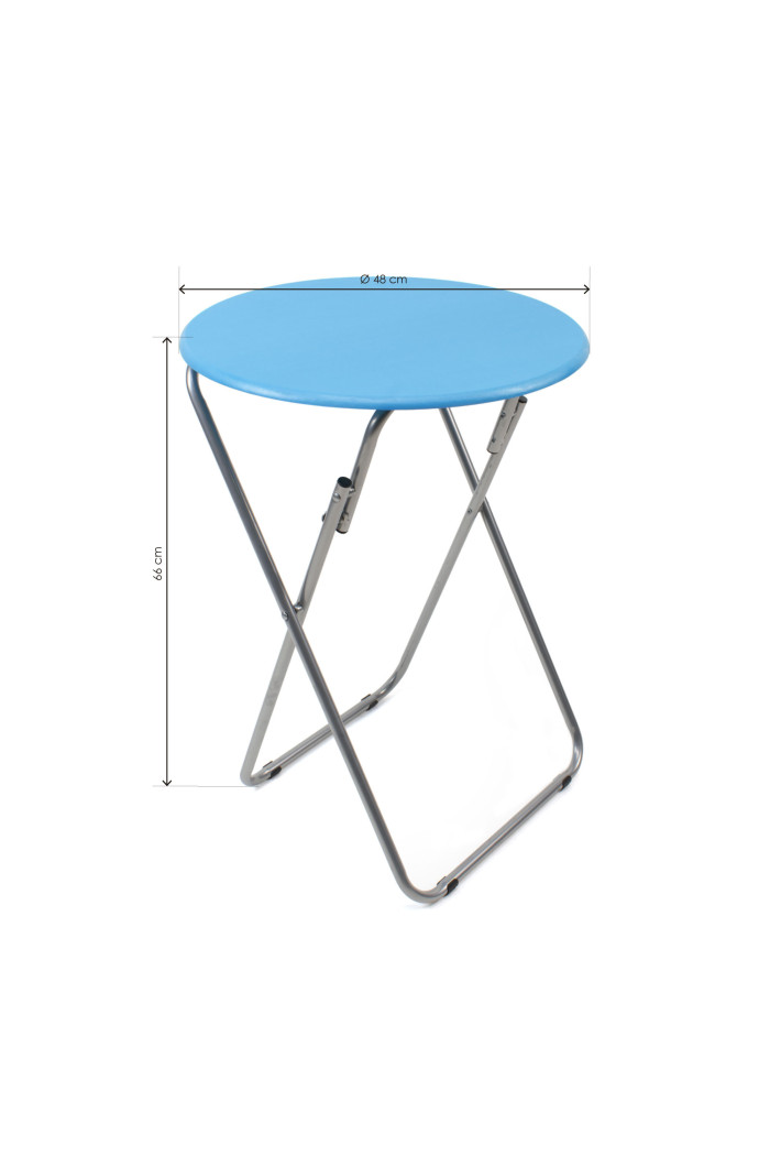 Mesa Redonda Plegable de Madera - Azul