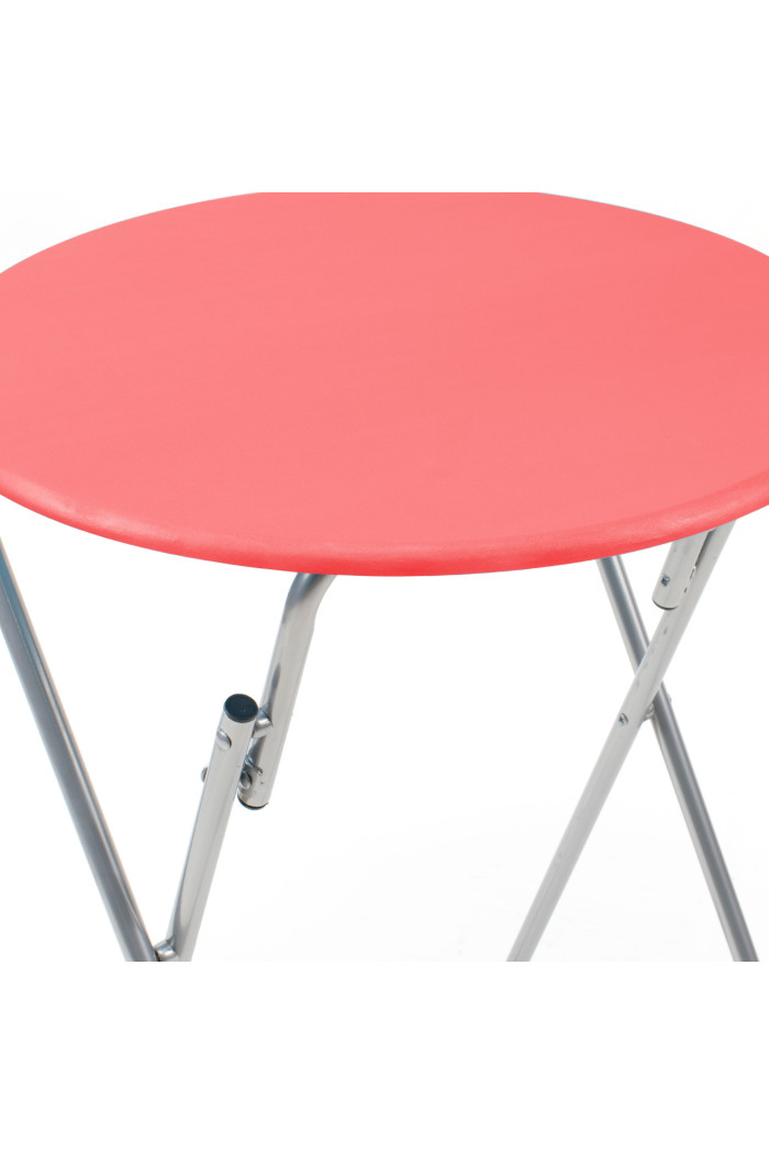 Mesa Redonda Plegable de Madera - Rojo