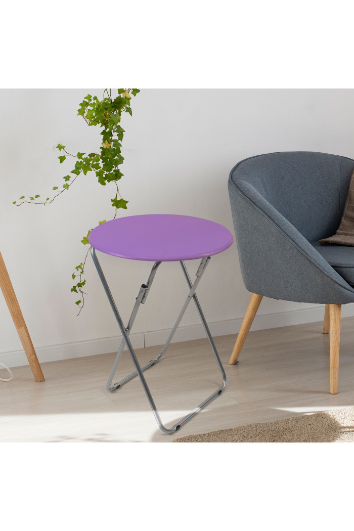 Mesa Redonda Plegable de Madera - Violeta