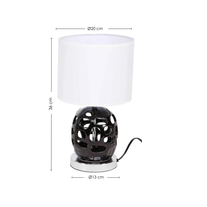 Lámpara moderna para mesa con base negra de cerámica - Blanco