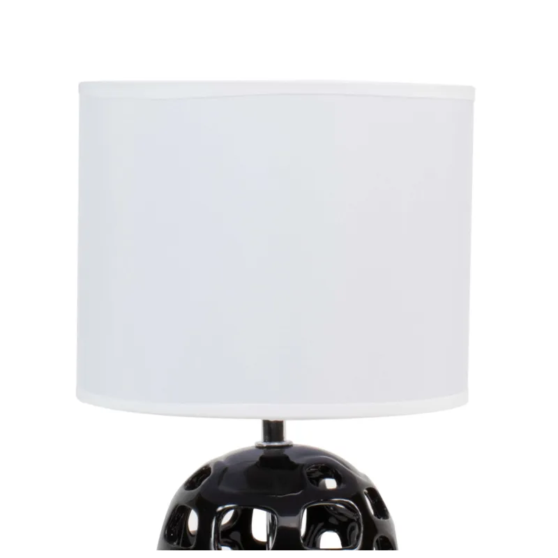 Lámpara moderna para mesa con base negra de cerámica - Blanco