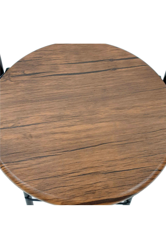 Taburete Alto Plegable Con Respaldo de Madera - Negro