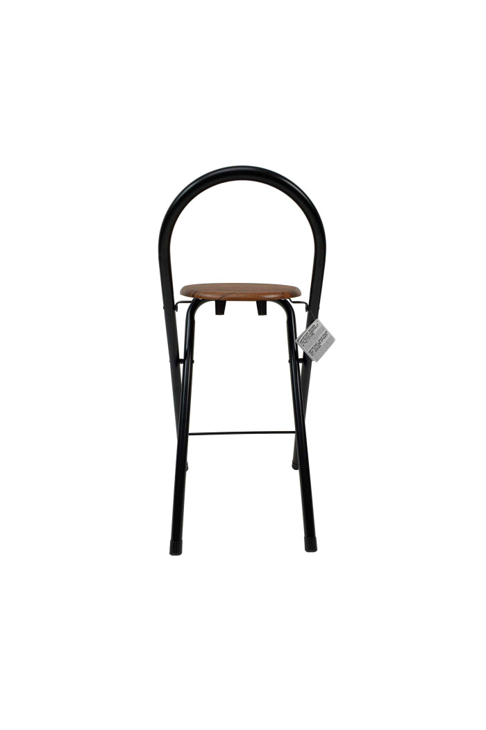 Taburete Alto Plegable Con Respaldo de Madera - Negro