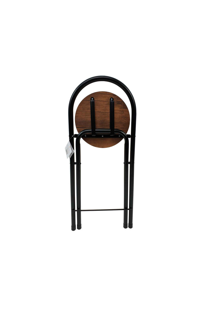 Taburete Alto Plegable Con Respaldo de Madera - Negro